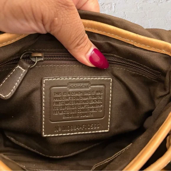 Y2K Coach Brown Signature Canvas Turn Lock Crossbody Bag - Picture 7 of 7